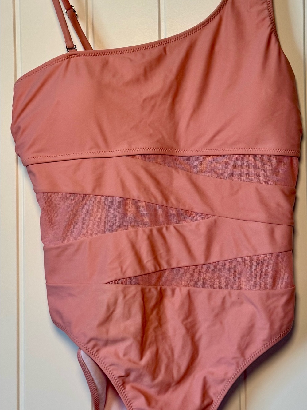 Pink Lily Pale Mauve One-Shoulder Swimsuit